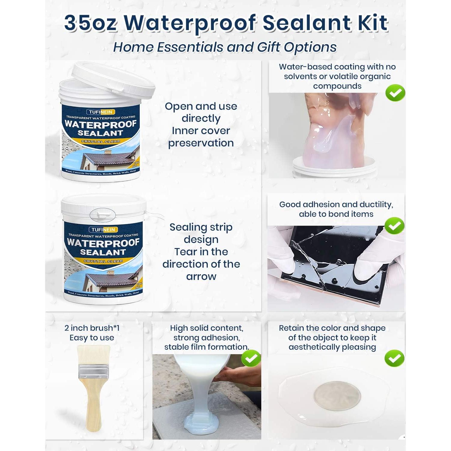 Sellador Impermeable Claro TUFINEIN 1L para Techos y Jardines