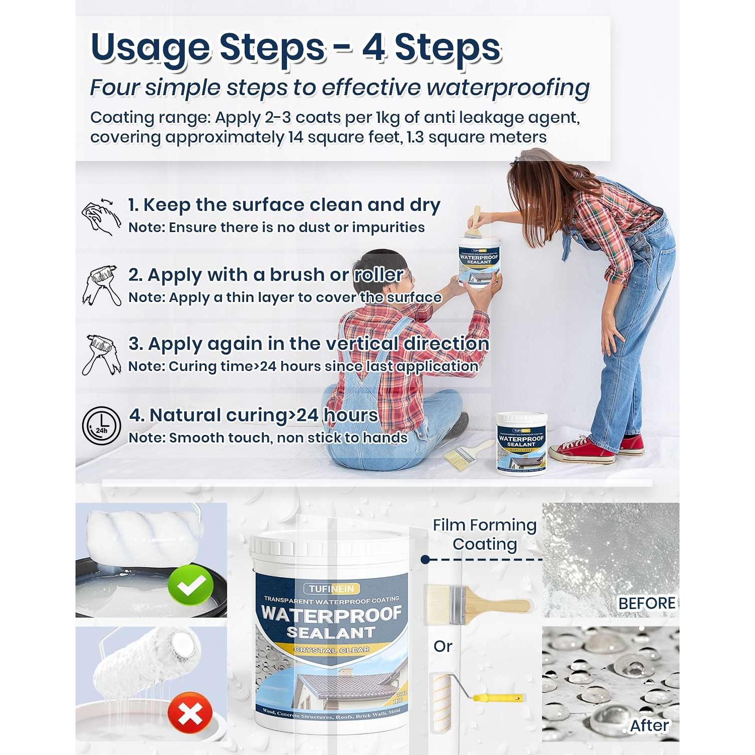 Sellador Impermeable Claro 2L TUFINEIN para Techos y Paredes