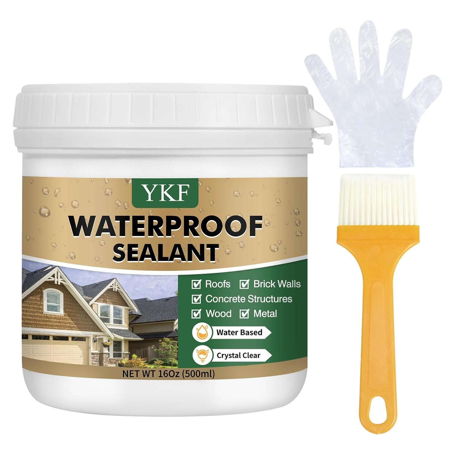 Sellador Impermeable YKF 16 Oz Cristal Claro para Techos y Paredes