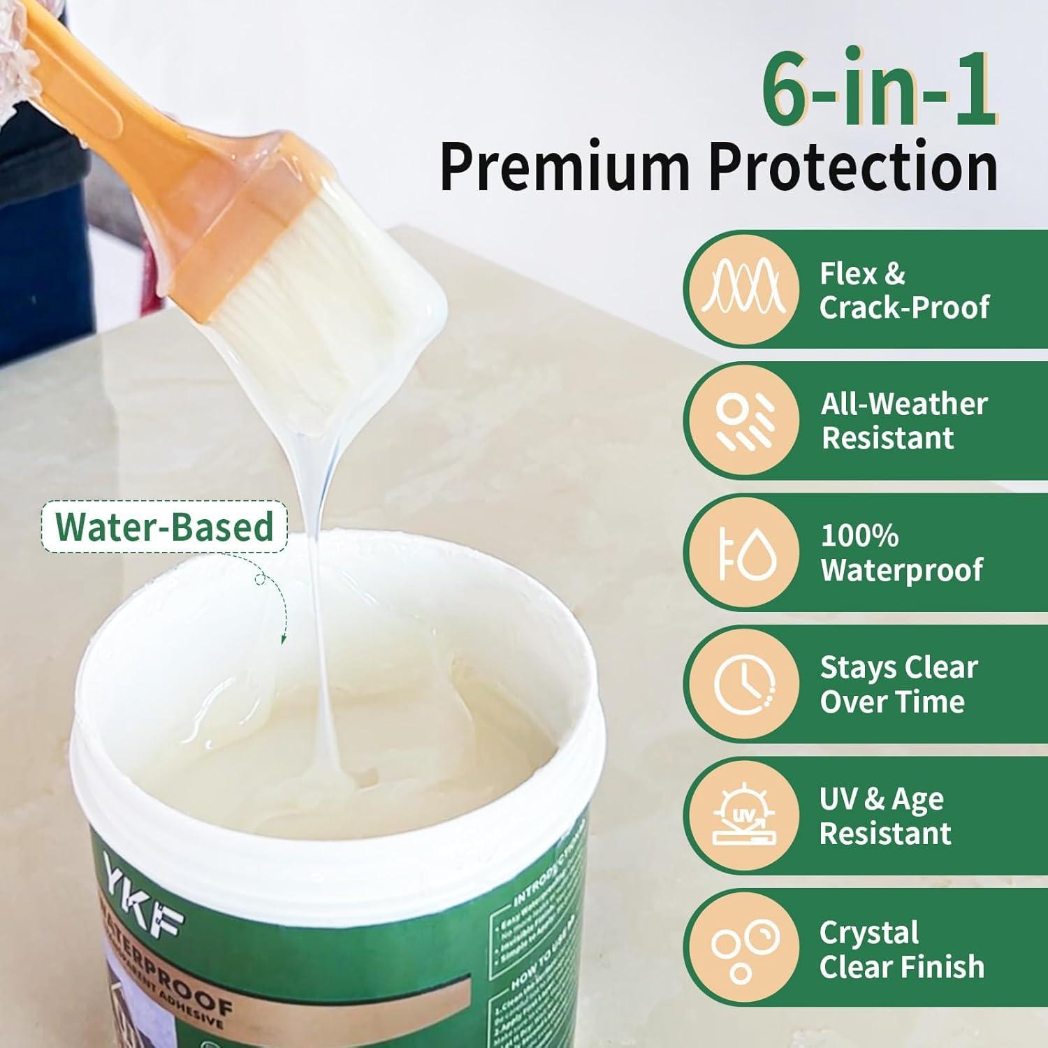 Sellador Impermeable YKF 16 Oz Cristal Claro para Techos y Paredes