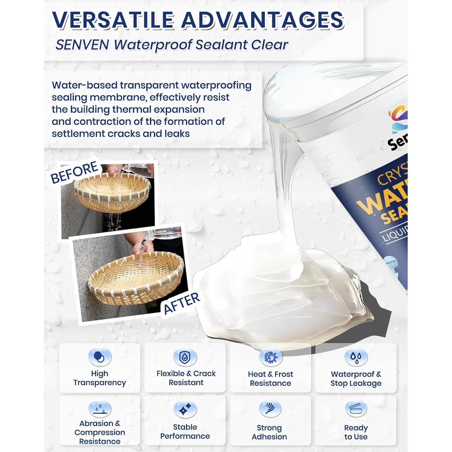 Sellador Impermeable SENVEN 16oz Transparente para Reparación