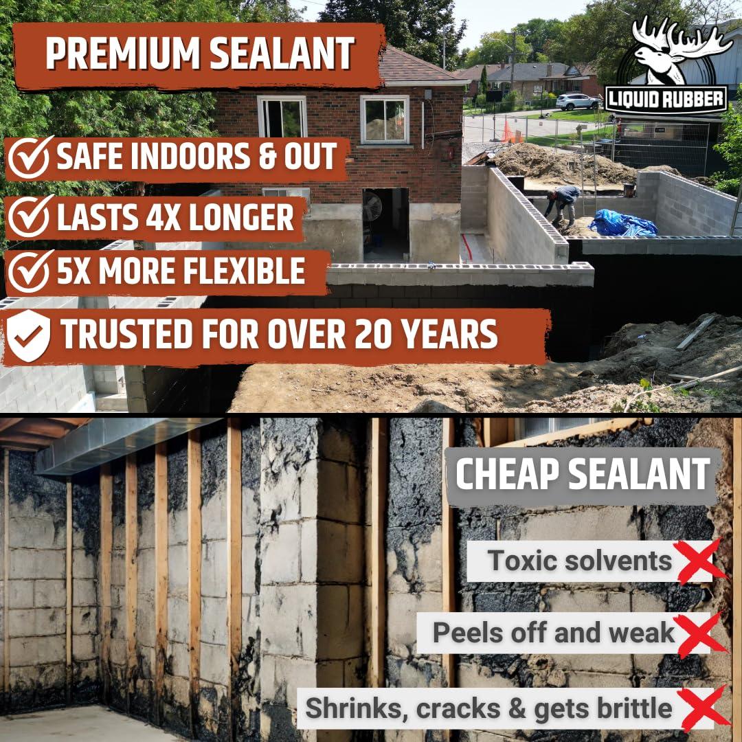 Sellador de Goma Líquida Impermeable 1 Galón Negro - Reparación de Sótano