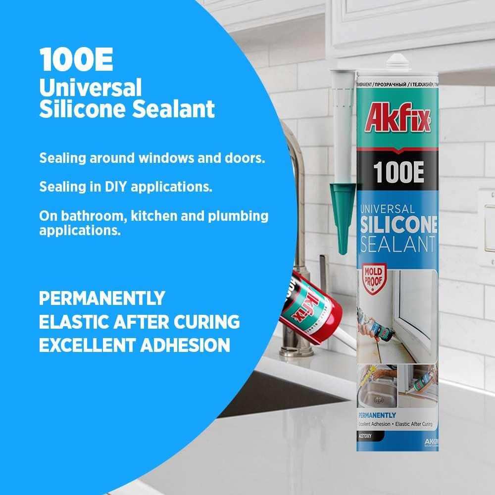 Sellador de Silicona RTV Akfix 100E Blanco 2 Paquete 100% Impermeable