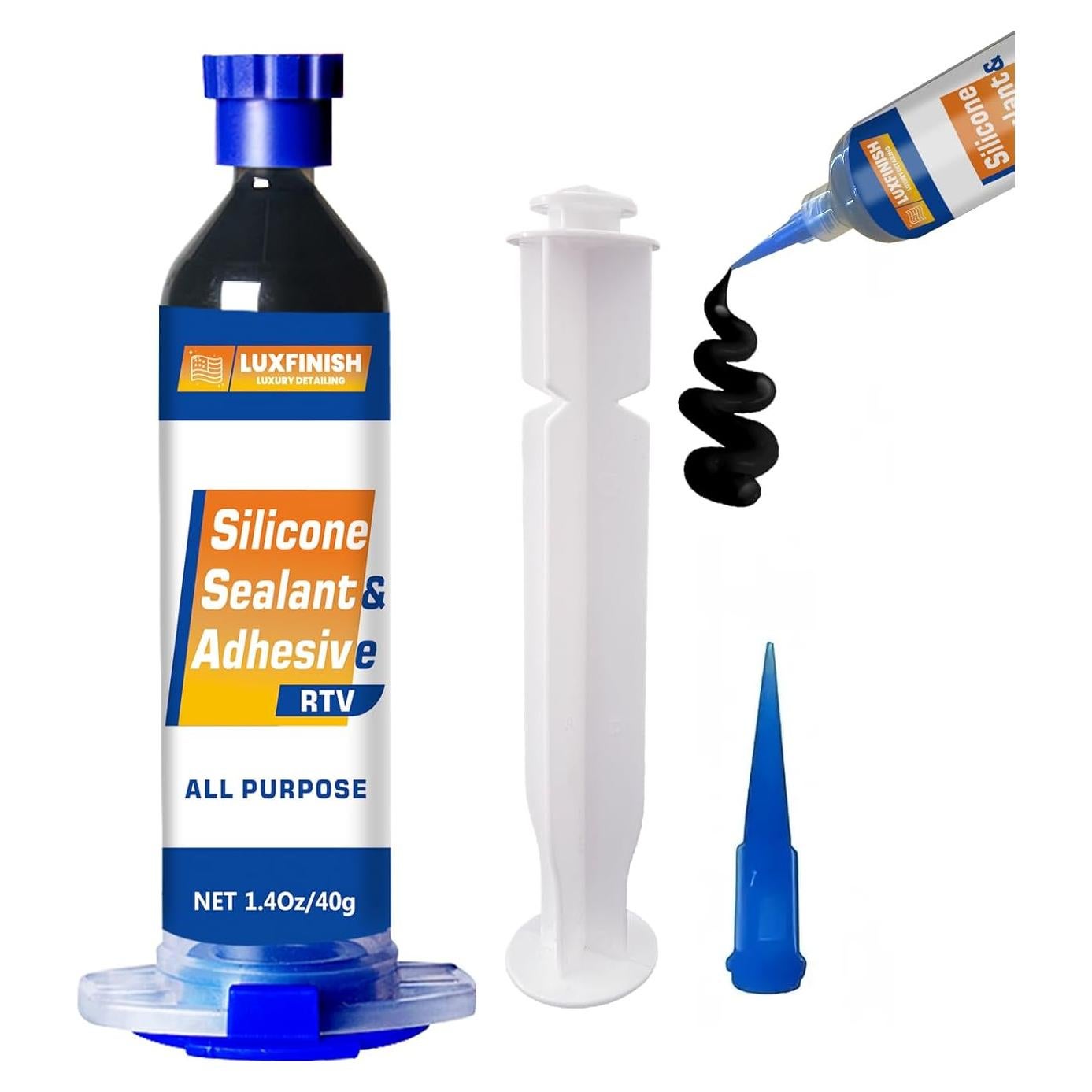 Sellador de Silicona RTV LUXFINISH 100% Impermeable Negro 40g