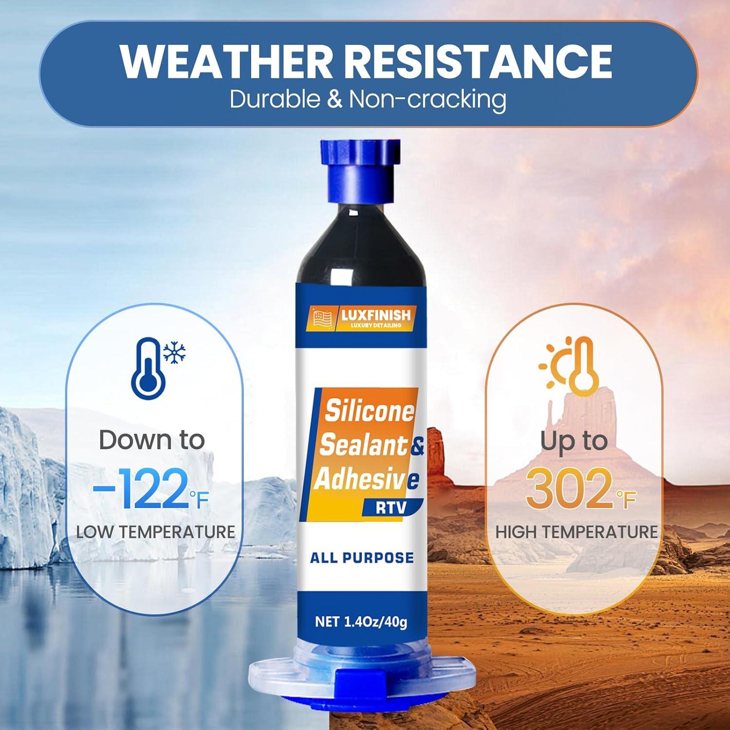 Sellador de Silicona RTV LUXFINISH 100% Impermeable Negro 40g