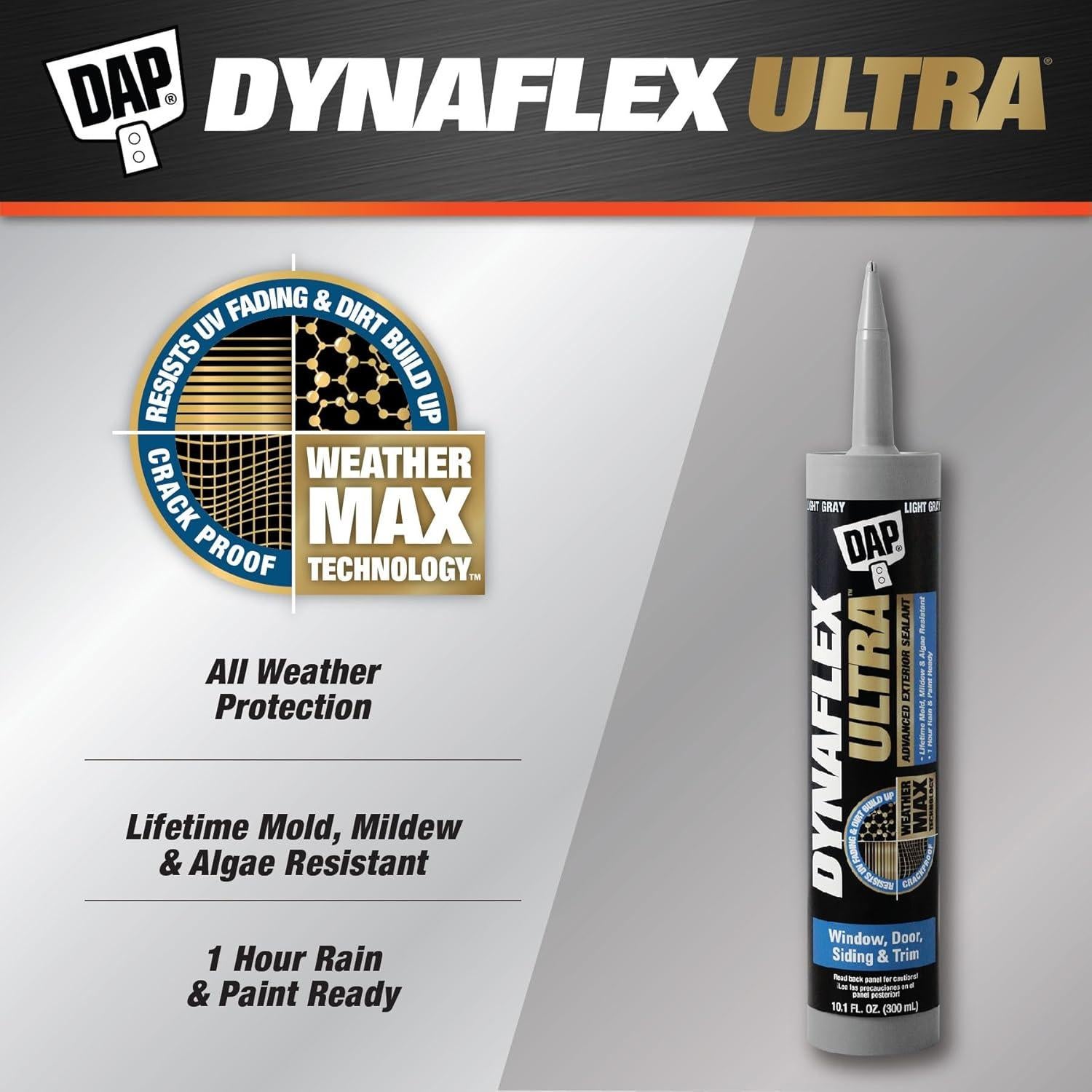 Sellador DAP Dynaflex Ultra 10.1 Oz Gris Claro para Exteriores