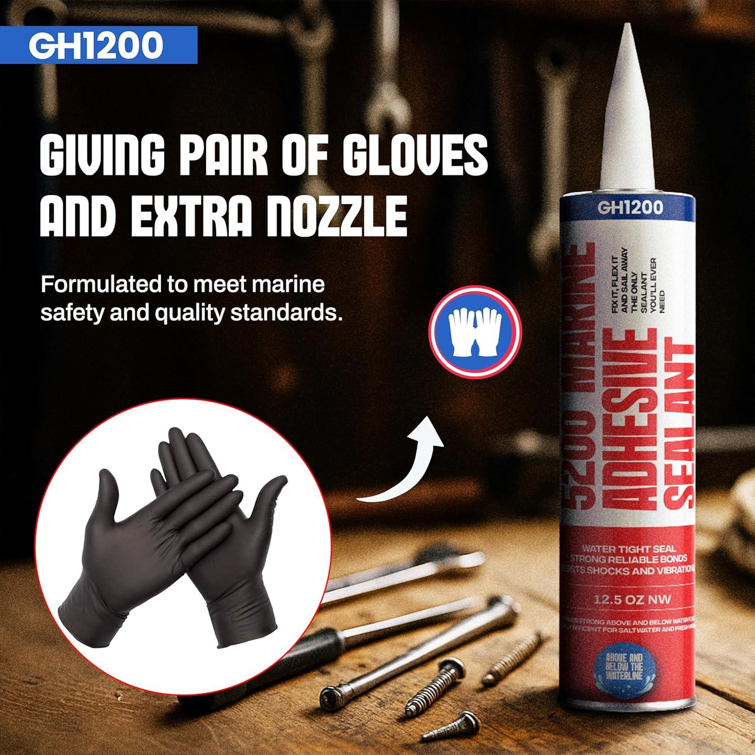 Sellador Marino GH1200 Blanco 354.88 g - Impermeable y UV