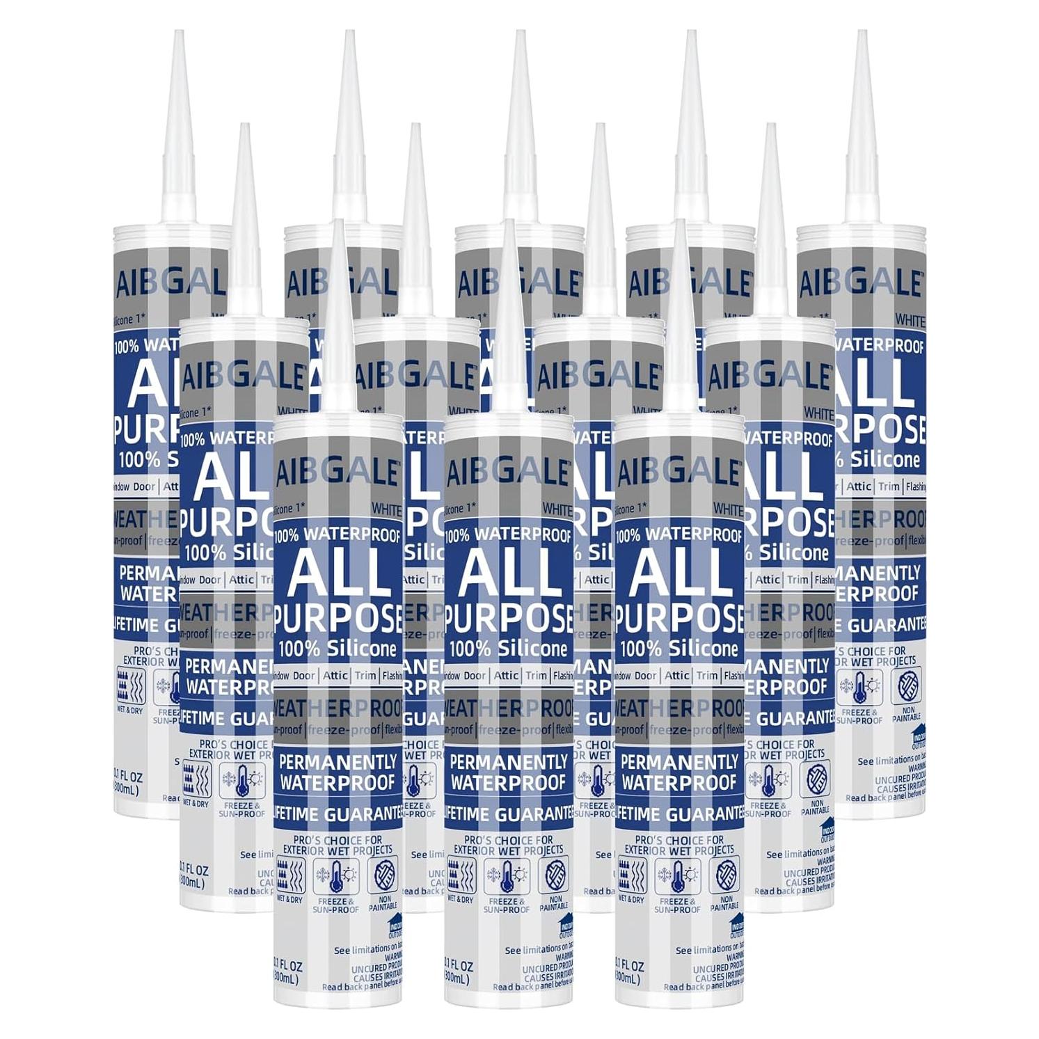 Paquete de 12 Selladores de Silicona Blanca AIBGALE 284 g