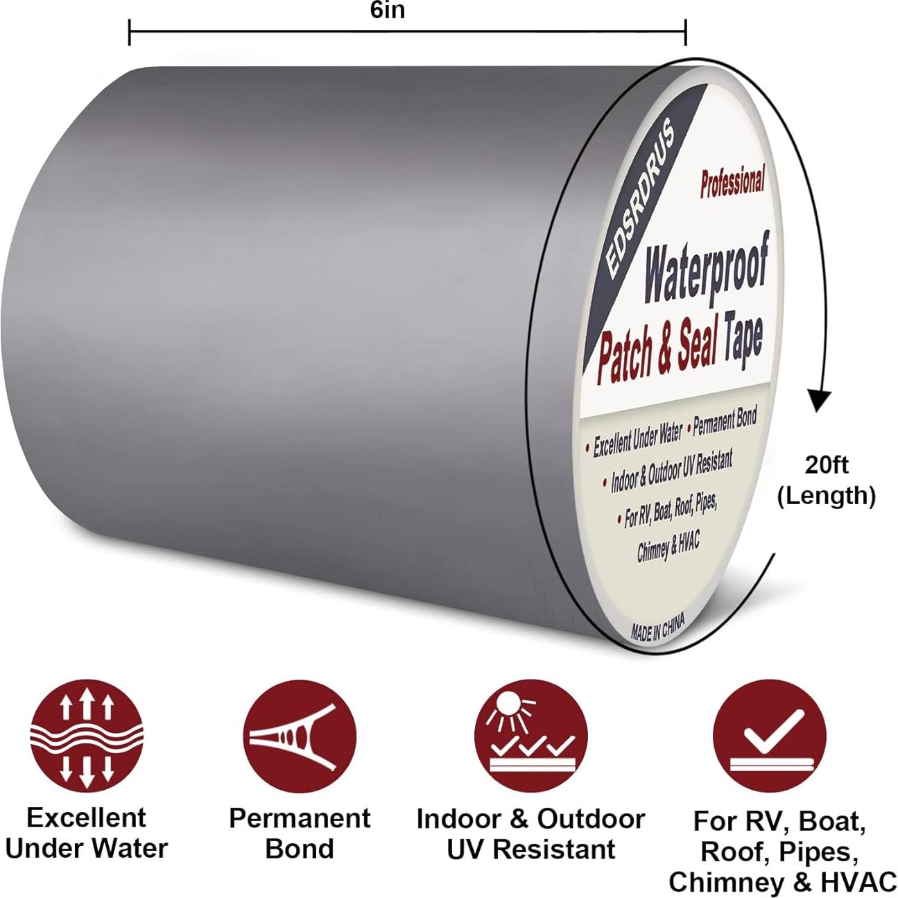 Cinta Selladora para Techo de RV EDSRDRUS 15 cm x 6 m Gris