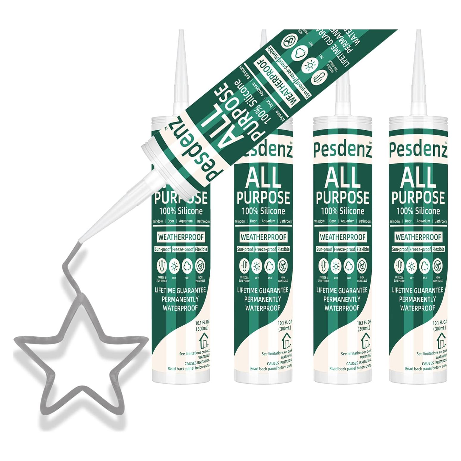 Sellador de Silicona Universal Pesdenz Gris 284 g - 100% Impermeable