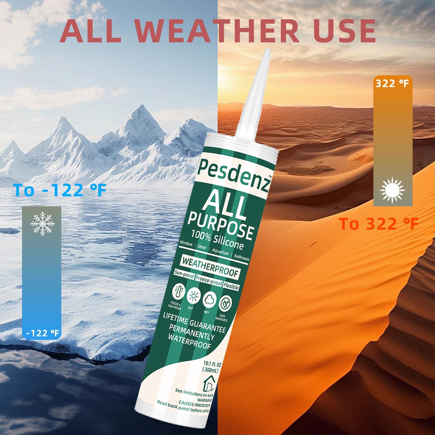 Sellador de Silicona Universal Pesdenz Gris 284 g - 100% Impermeable