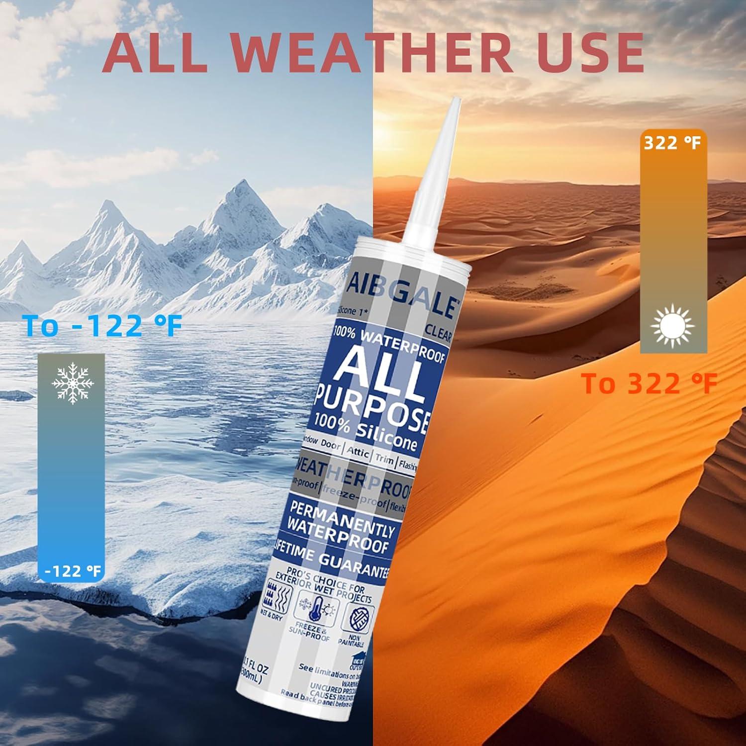 Paquete de 4 Selladores de Silicona Transparente AIBGALE 284g