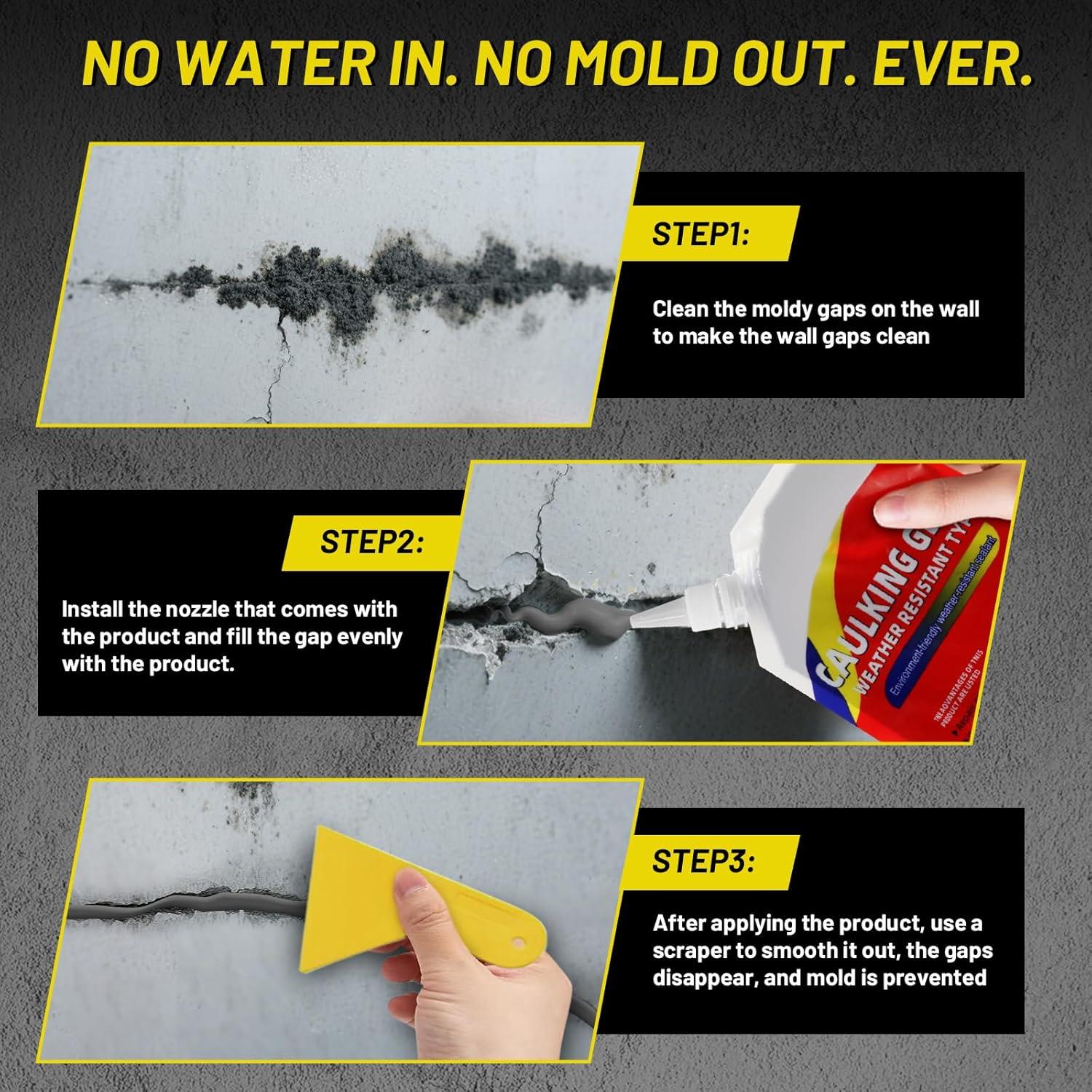 Relleno de Grietas de Concreto BUXUNA 3PCS Sellador Impermeable