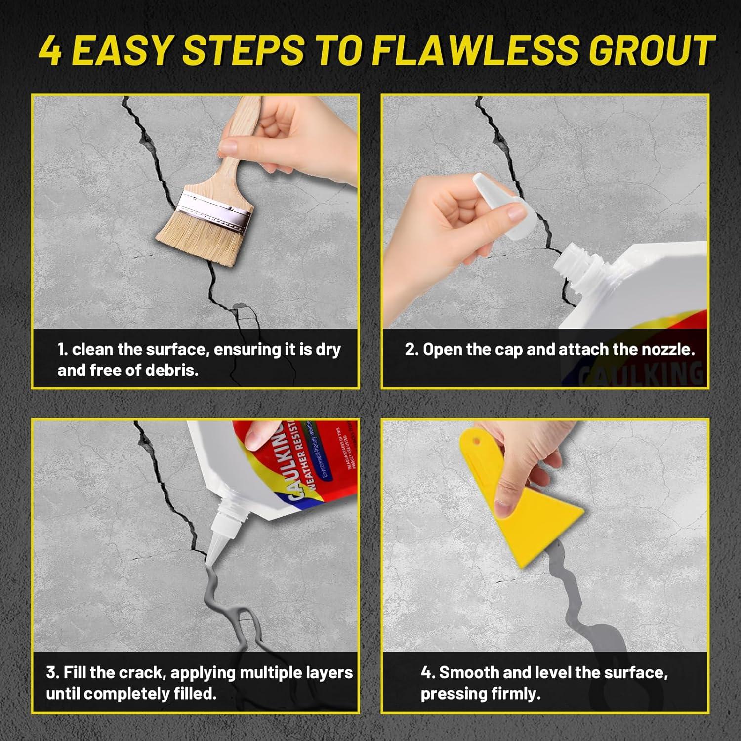 Relleno de Grietas de Concreto BUXUNA 3PCS Sellador Impermeable