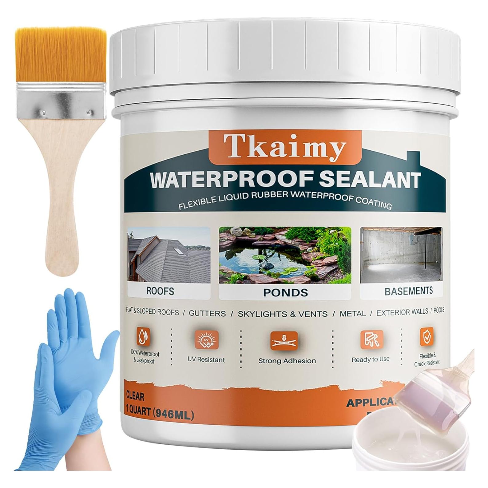 Sellador Impermeable Transparente Tkaimy 32oz para Techos y Paredes