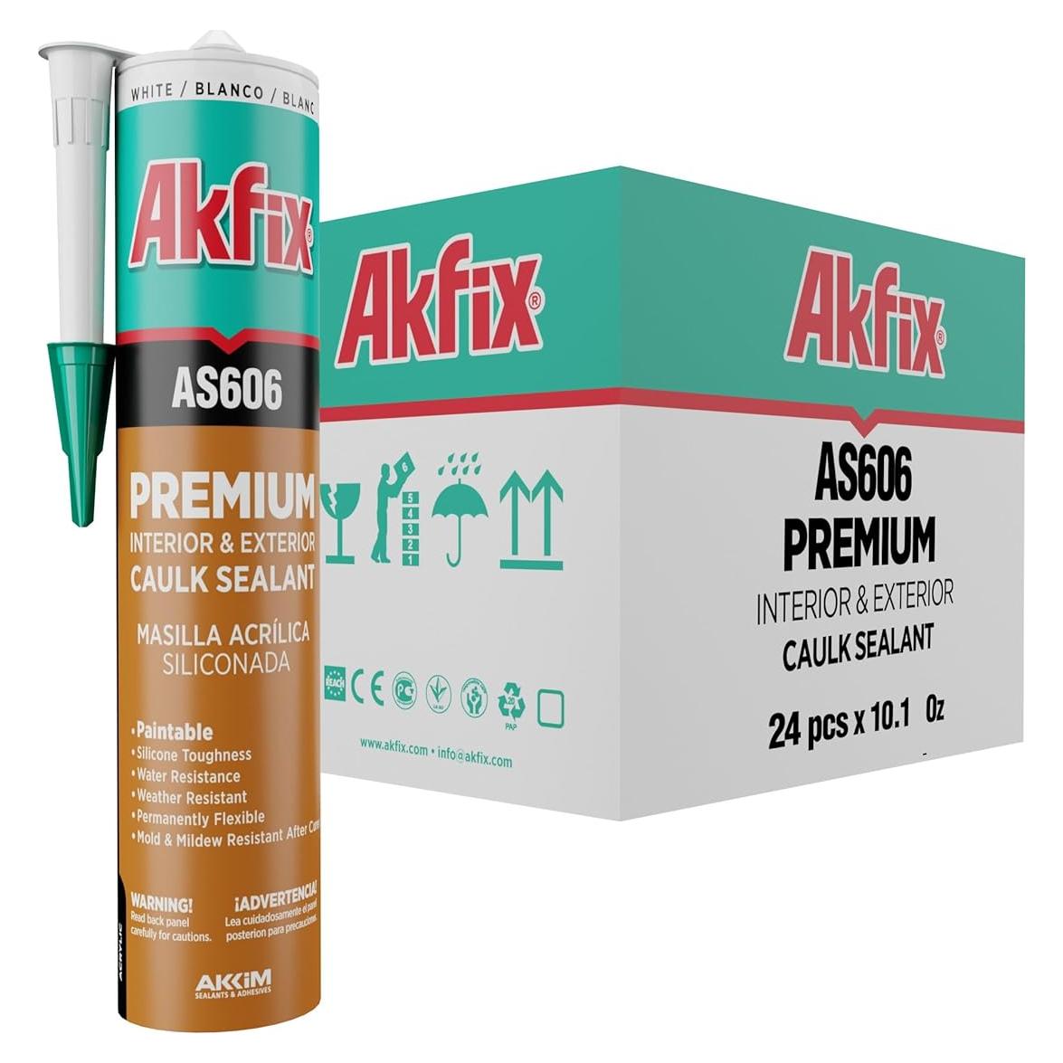 Sellador Acrílico Blanco Akfix AS606 - Paquete de 24 Unidades