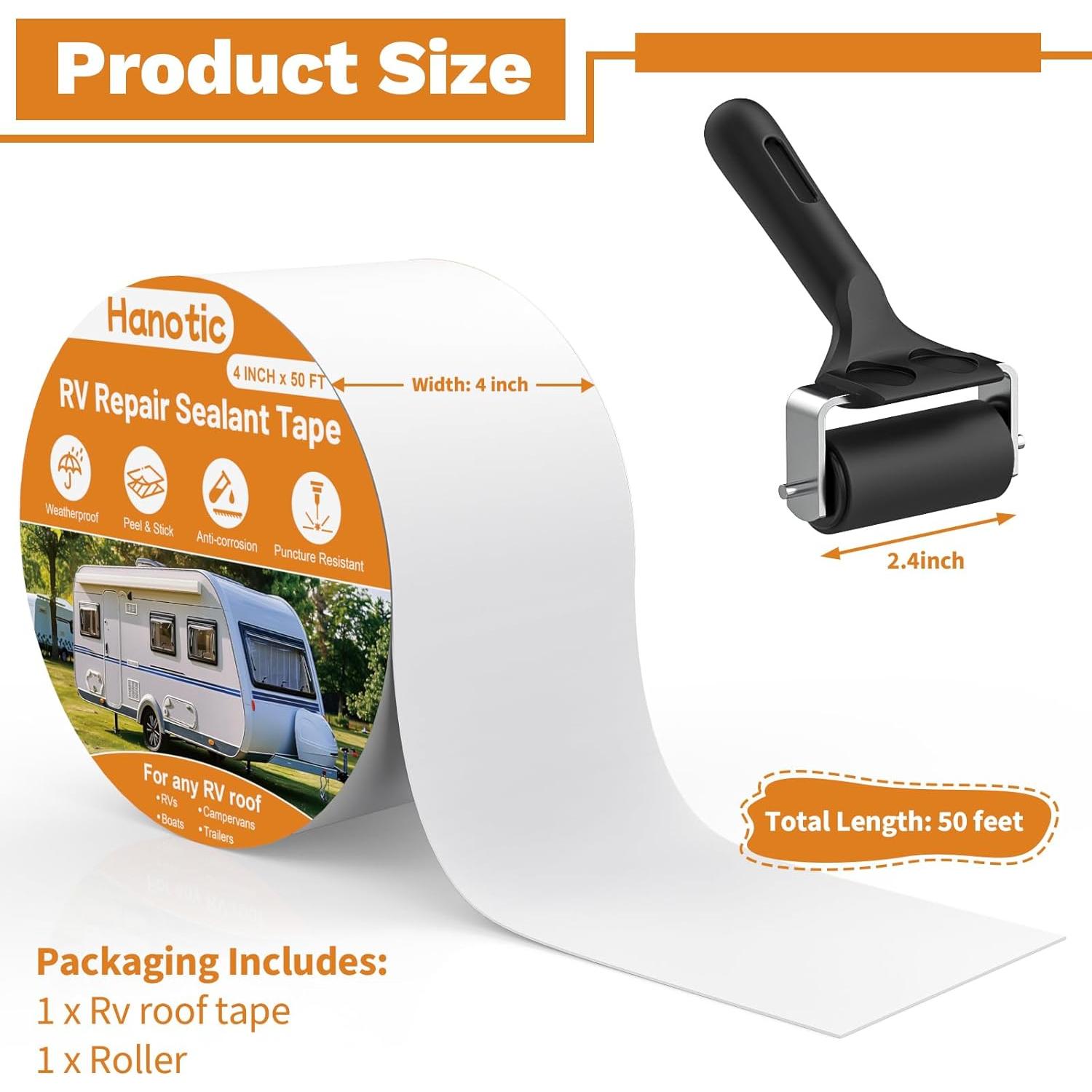 Cinta Sellante para Techo de RV Hanotic 10 cm x 15 m Resistente UV