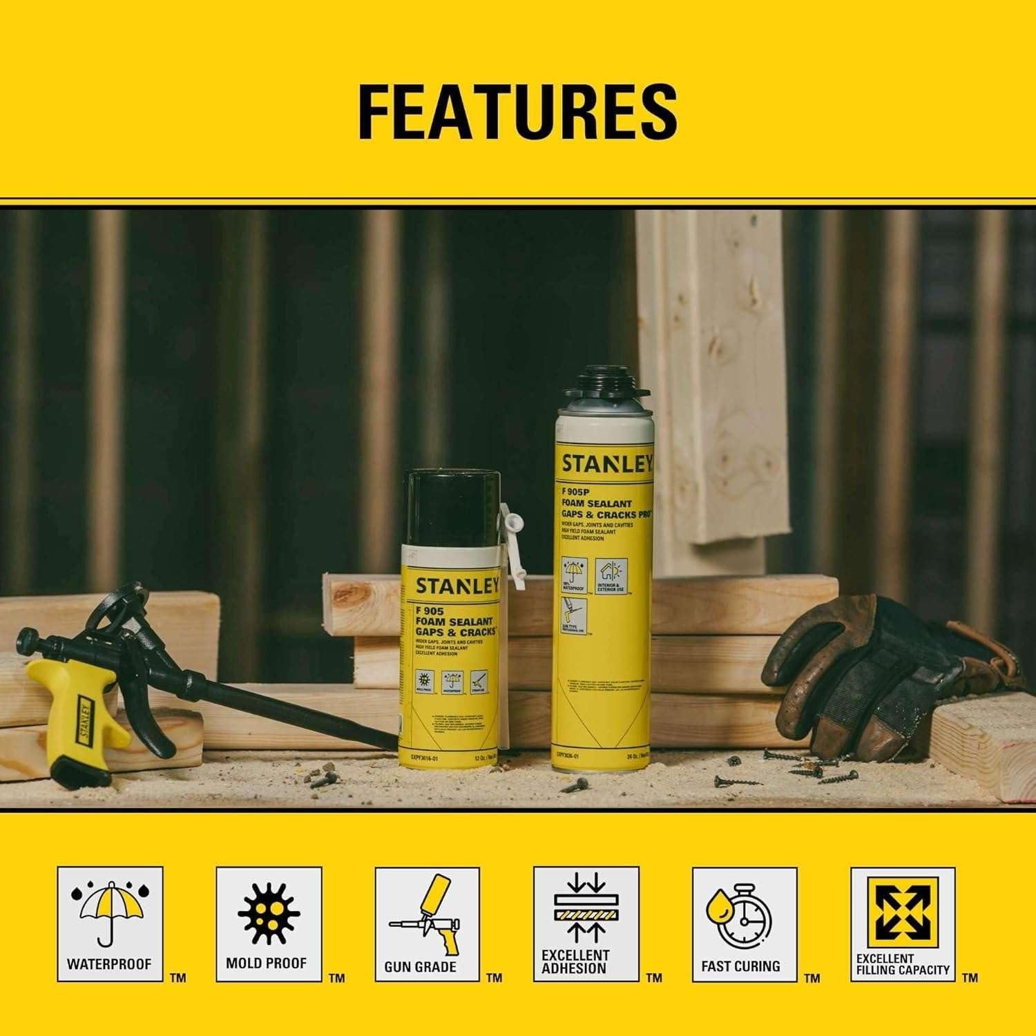 Sellador de Espuma Stanley F905P 2x24 Oz - Aislante Impermeable