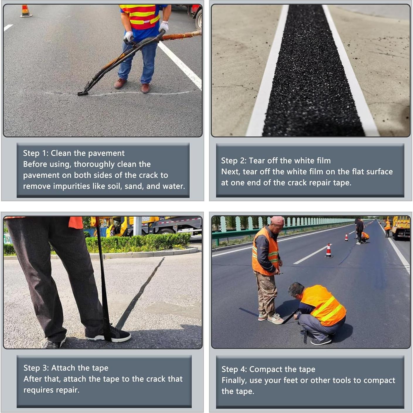 Cinta Selladora de Grietas de Asfalto Vaotais 5.08cm x 15.24m