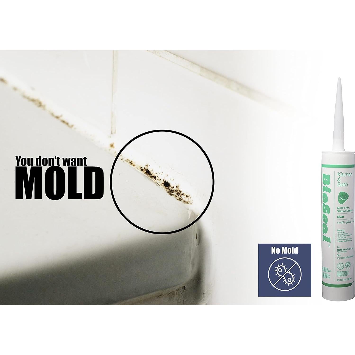 Sellador BioSeal 100% Silicona Translúcido 286g Cocina y Baño