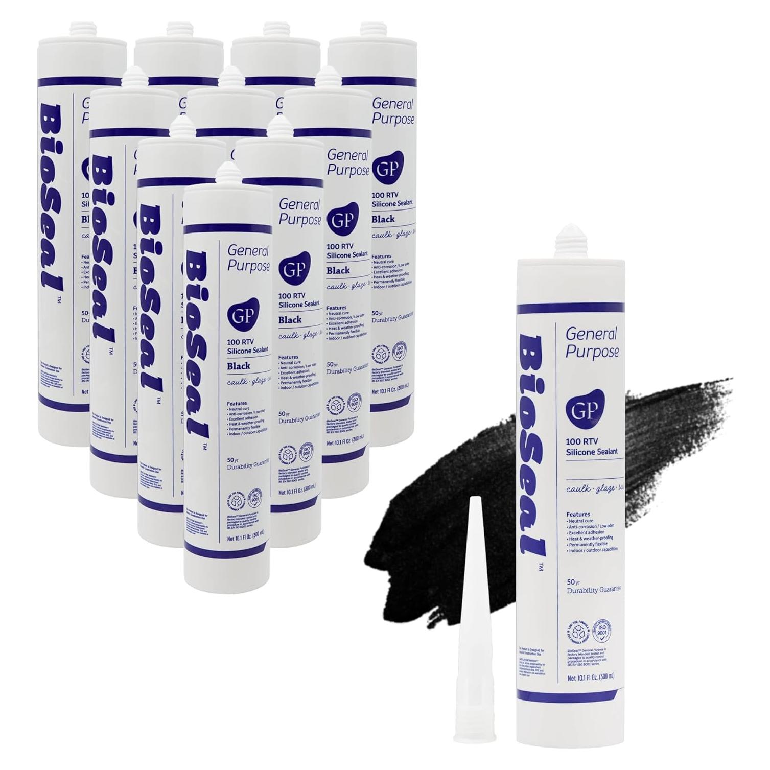 Sellador de Silicona BioSeal 100% Negro 0.29 kg Impermeable