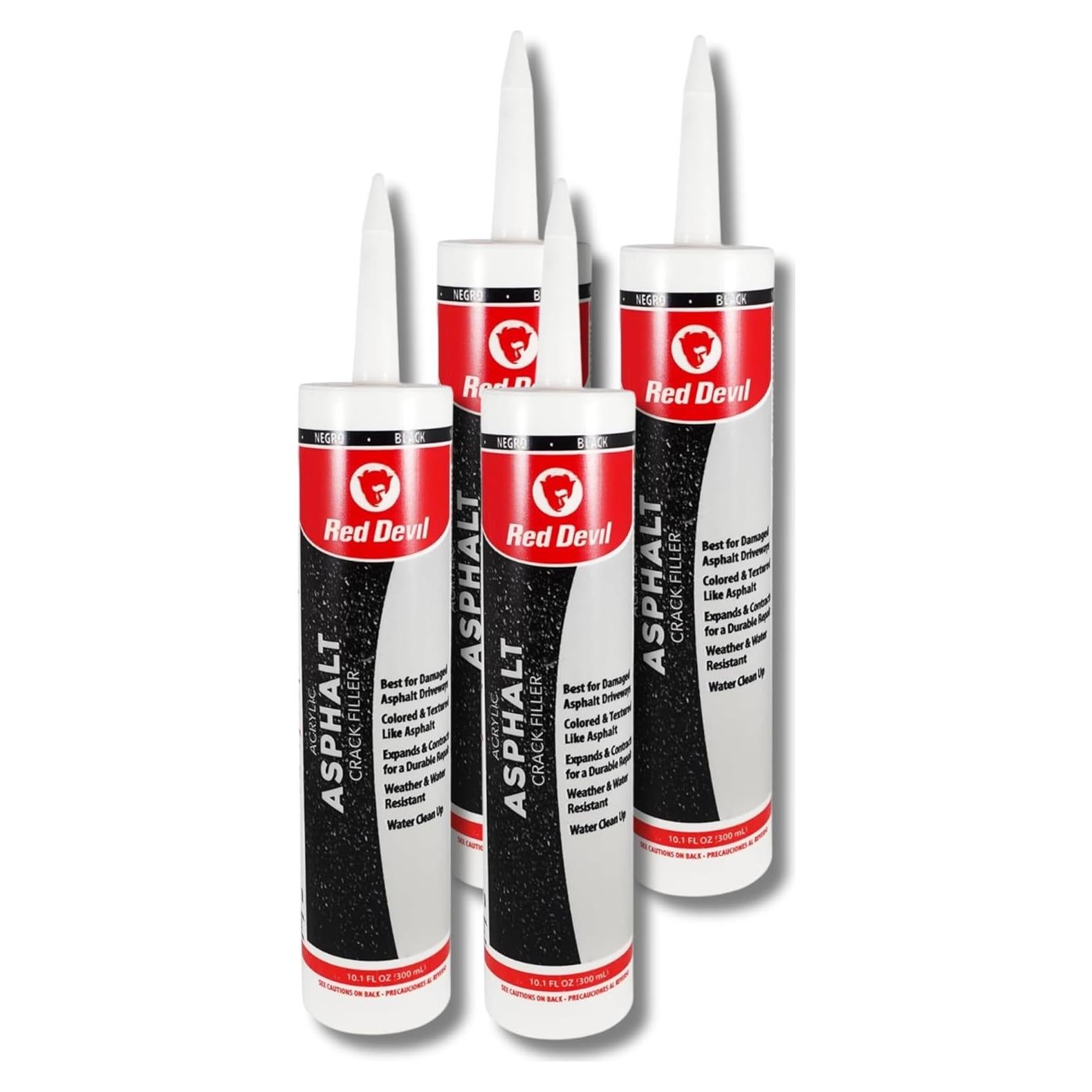 Relleno de Grietas de Asfalto Red Devil 0637, Acrílico Negro, 4 Unidades