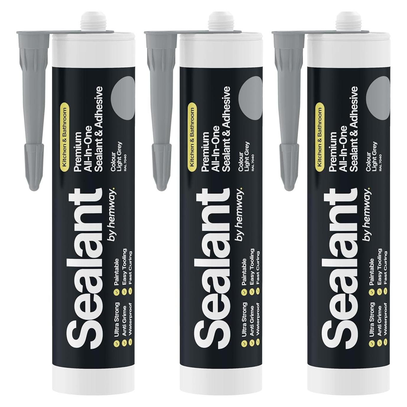 Sellador Polimérico Híbrido Hemway 300 ml Gris Claro - Impermeable y Sin Olor