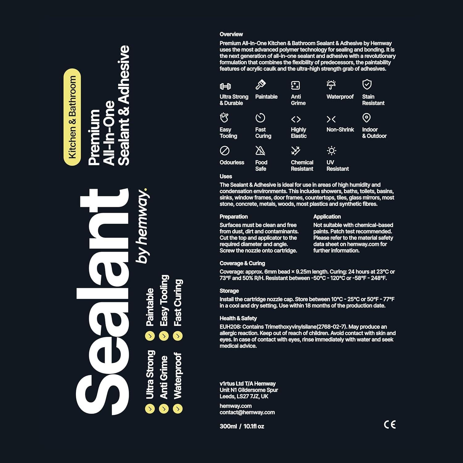 Sellador Polimérico Híbrido Hemway 300 ml Gris Claro - Impermeable y Sin Olor