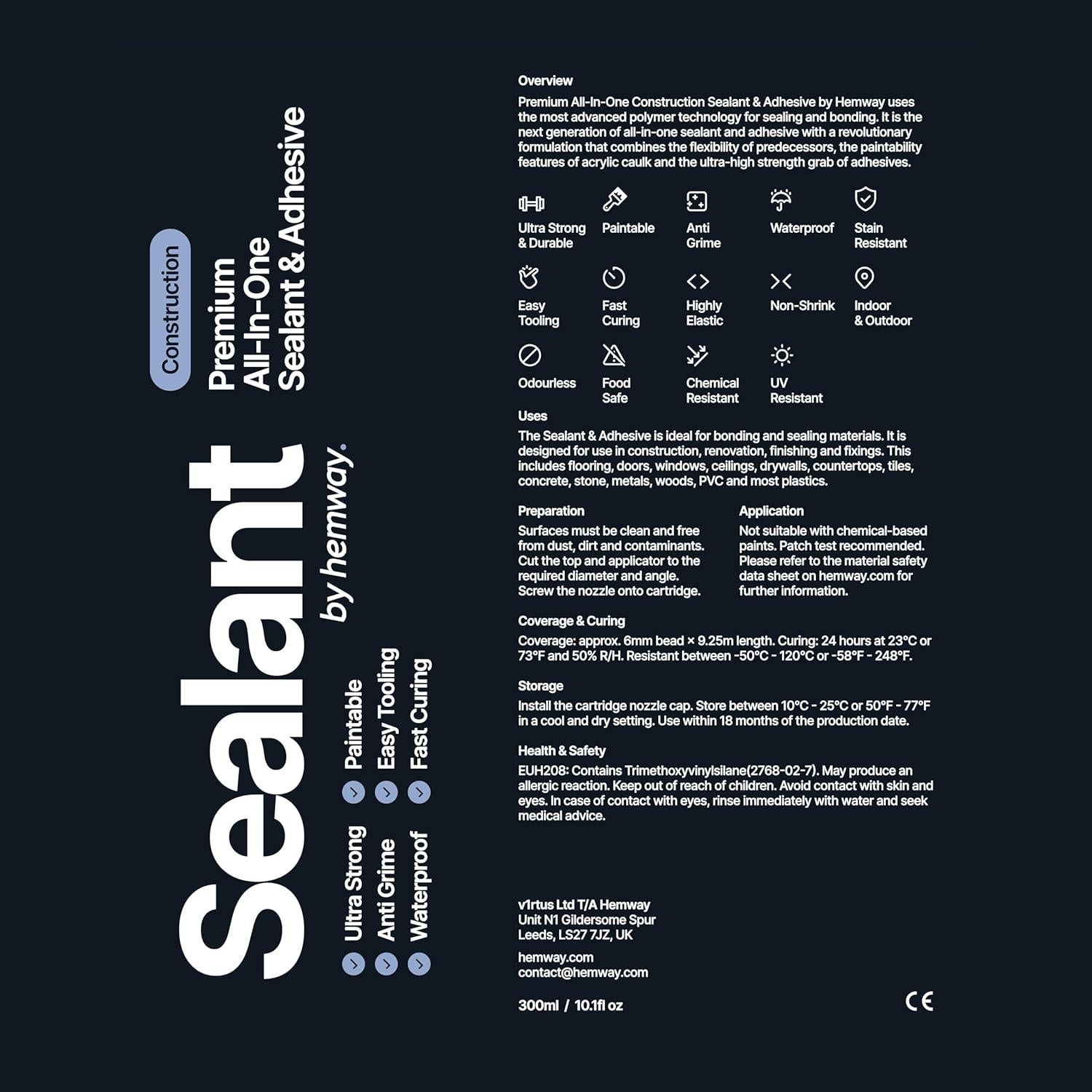 Sellador y Adhesivo Híbrido Hemway 300 ml - Transparente - 3 Paquete