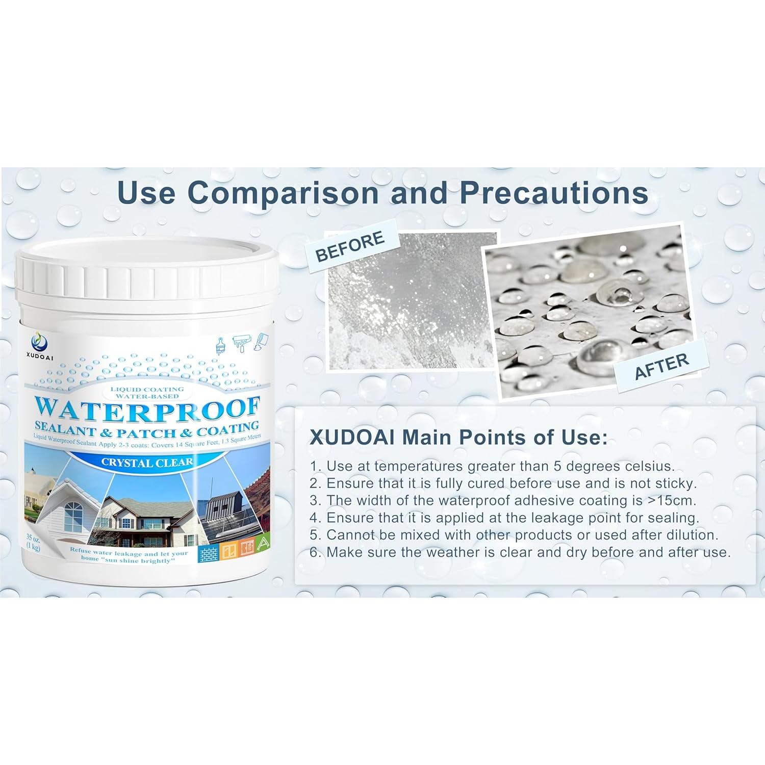 Sellador Impermeable Transparente 1L XUDOAI para Techos y Paredes