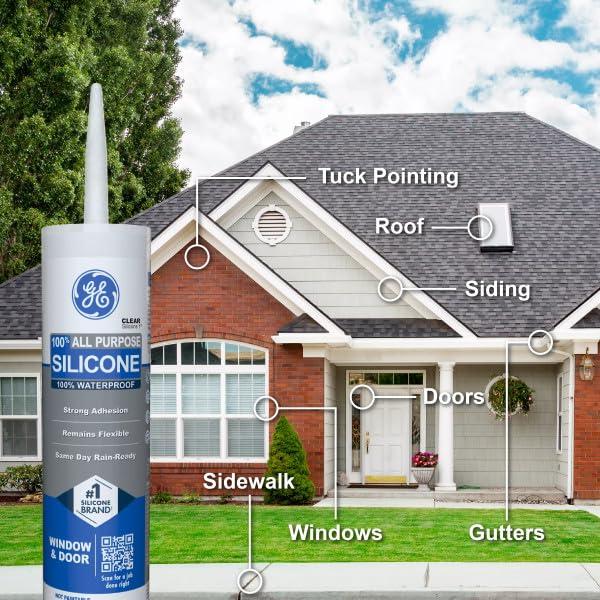 Sellador de Silicona Multiusos GE 295 ml Transparente 100% Impermeable