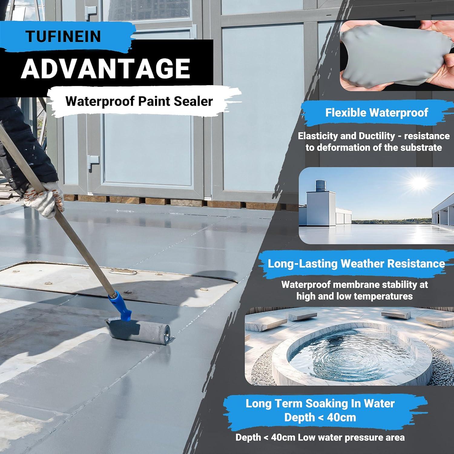 Sellador Impermeable de Caucho TUFINEIN 1.5kg Secado Rápido