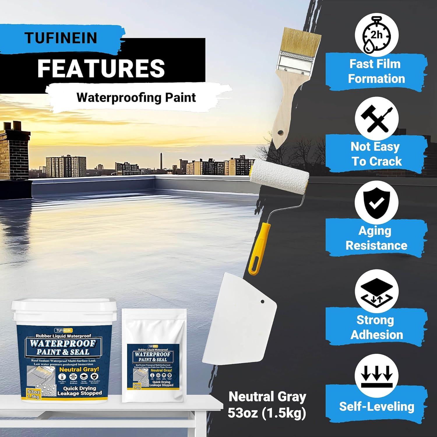 Sellador Impermeable de Caucho TUFINEIN 1.5kg Secado Rápido