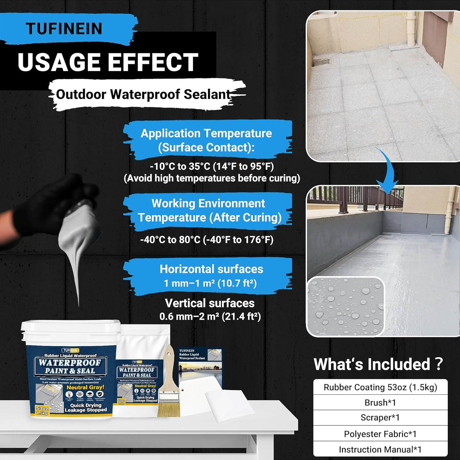 Sellador Impermeable de Caucho TUFINEIN 1.5kg Secado Rápido