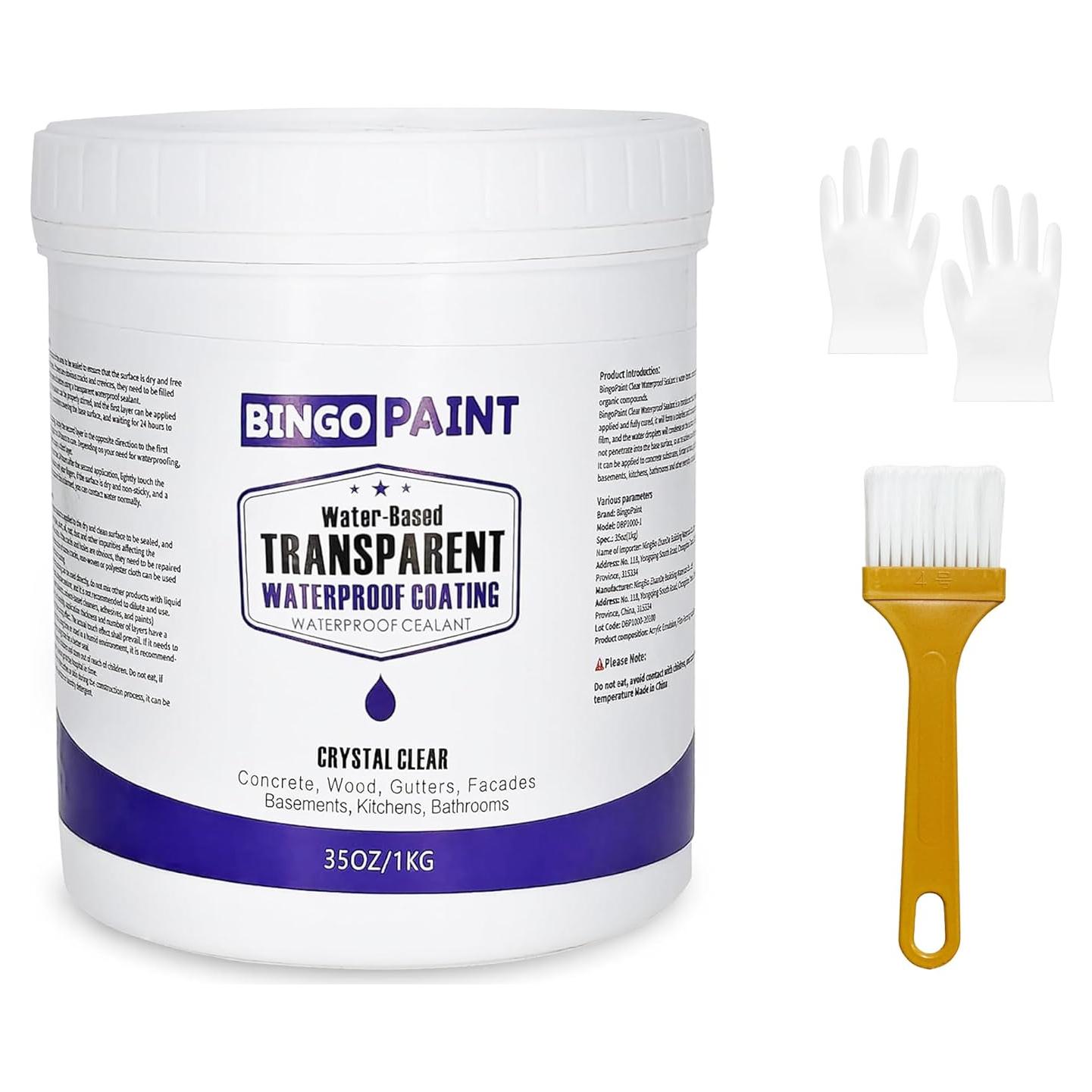 Sellador Impermeable Transparente BingoPaint 1.04L para Interiores y Exteriores