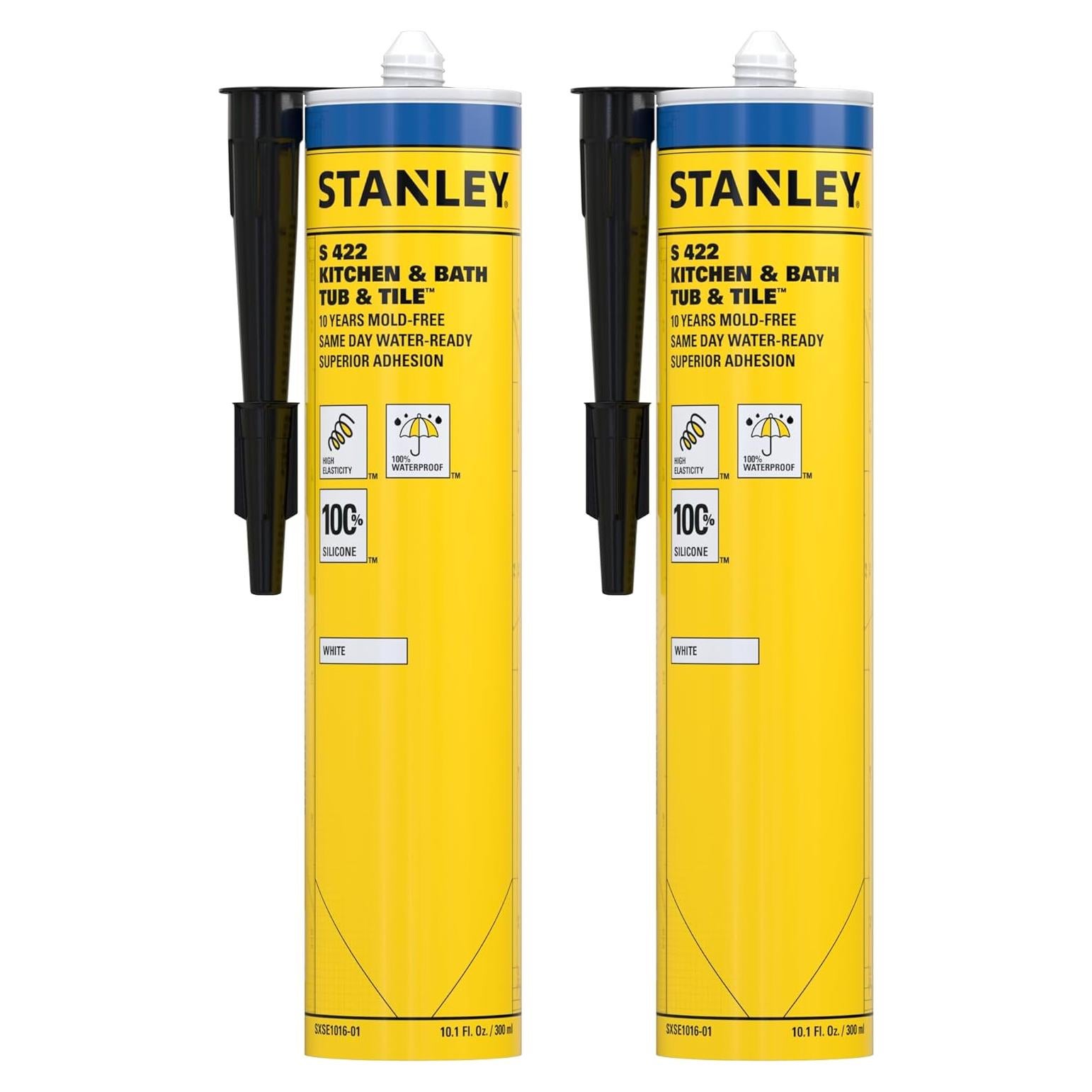 Sellador de Silicona Stanley 100% Impermeable Blanco 2x300ml