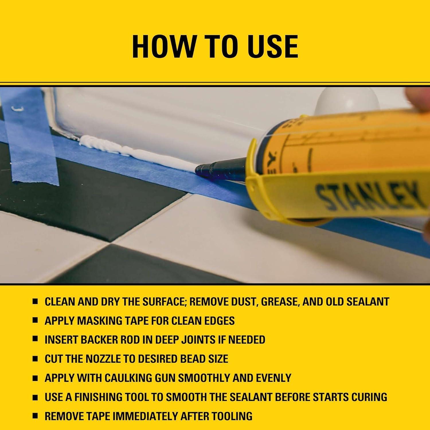 Sellador de Silicona Stanley 100% Impermeable Blanco 2x300ml