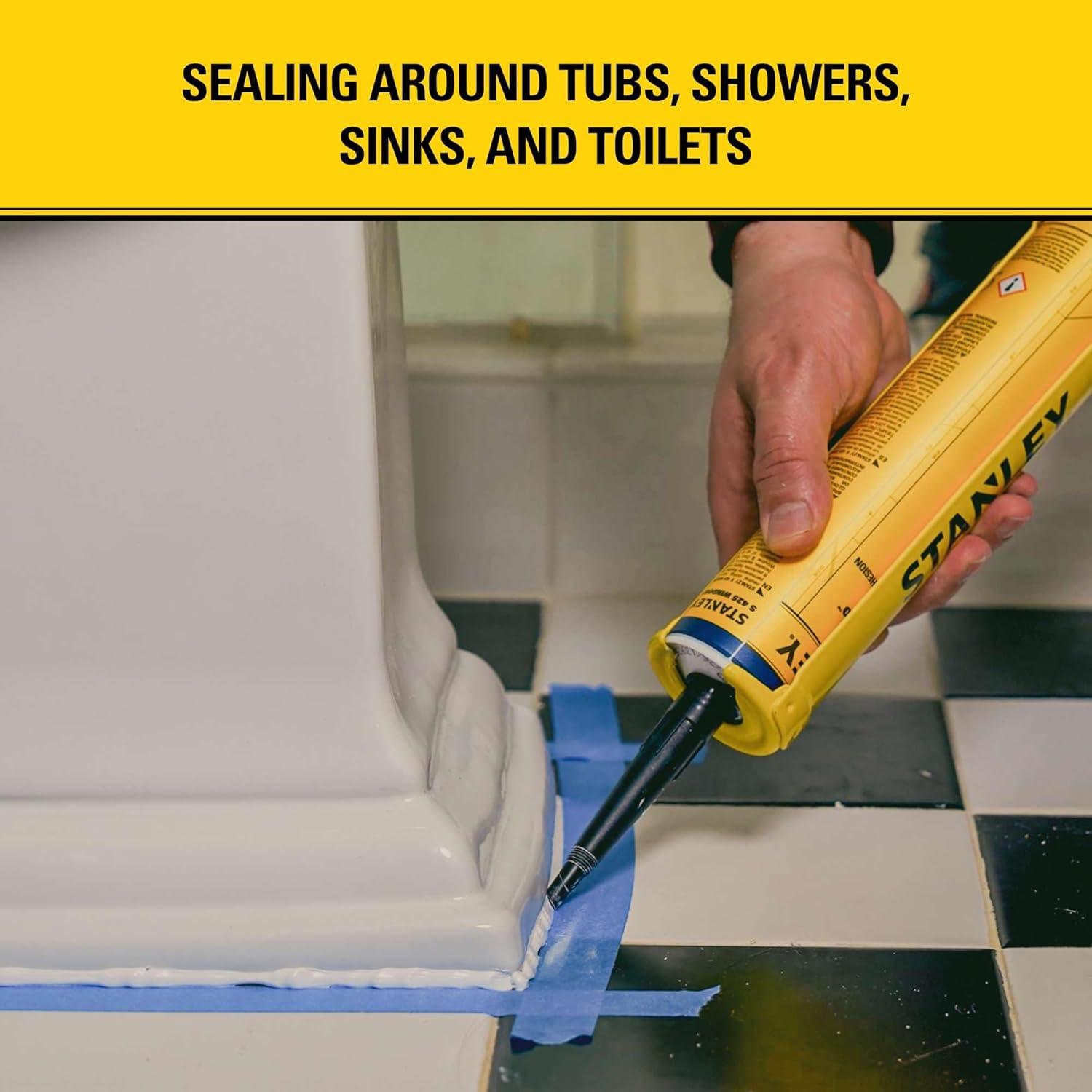 Sellador de Silicona Stanley 100% Impermeable Blanco 2x300ml