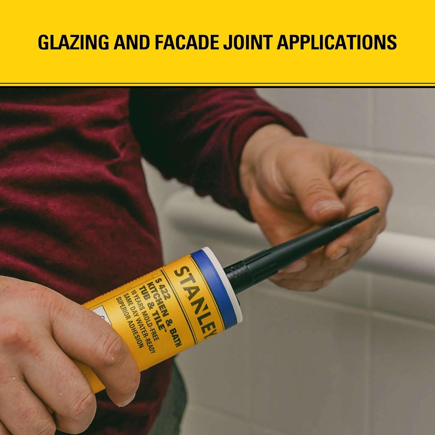 Sellador de Silicona Stanley 100% Impermeable Blanco 2x300ml