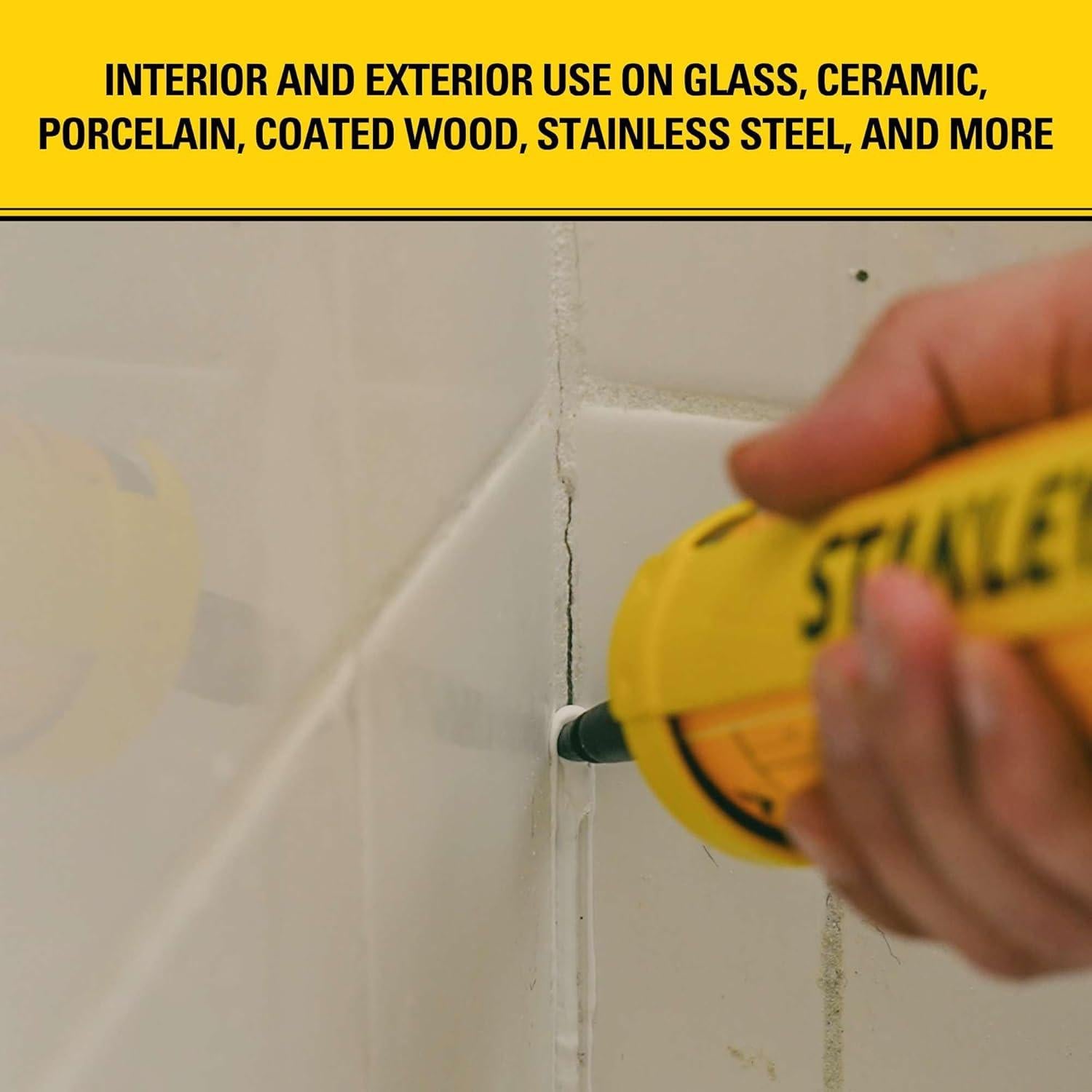 Sellador de Silicona Stanley 100% Impermeable Blanco 2x300ml