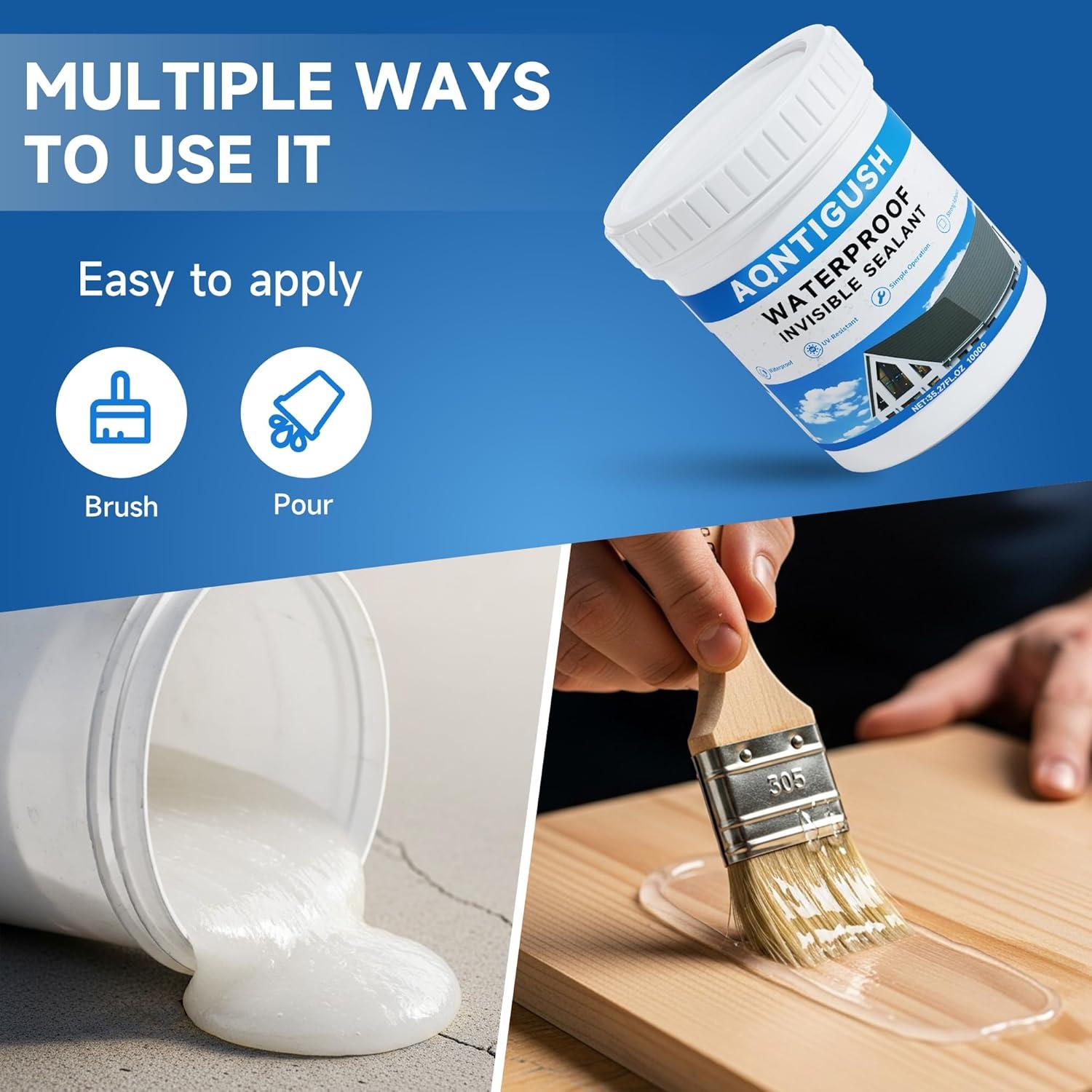 Sellador Impermeable Transparente AQNTIGUSH 1kg 35oz para Techos y Paredes