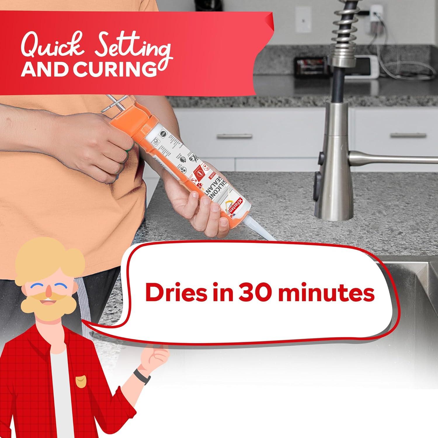 Sellador de Silicona Transparente XFasten 4-Pack 100% Impermeable