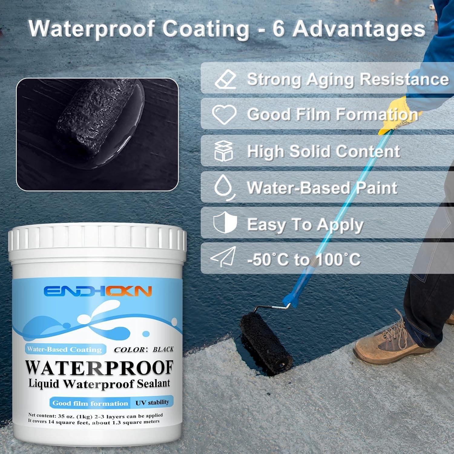 Sellador Impermeable Líquido Negro 992 ml Endhokn para Paredes y Techos