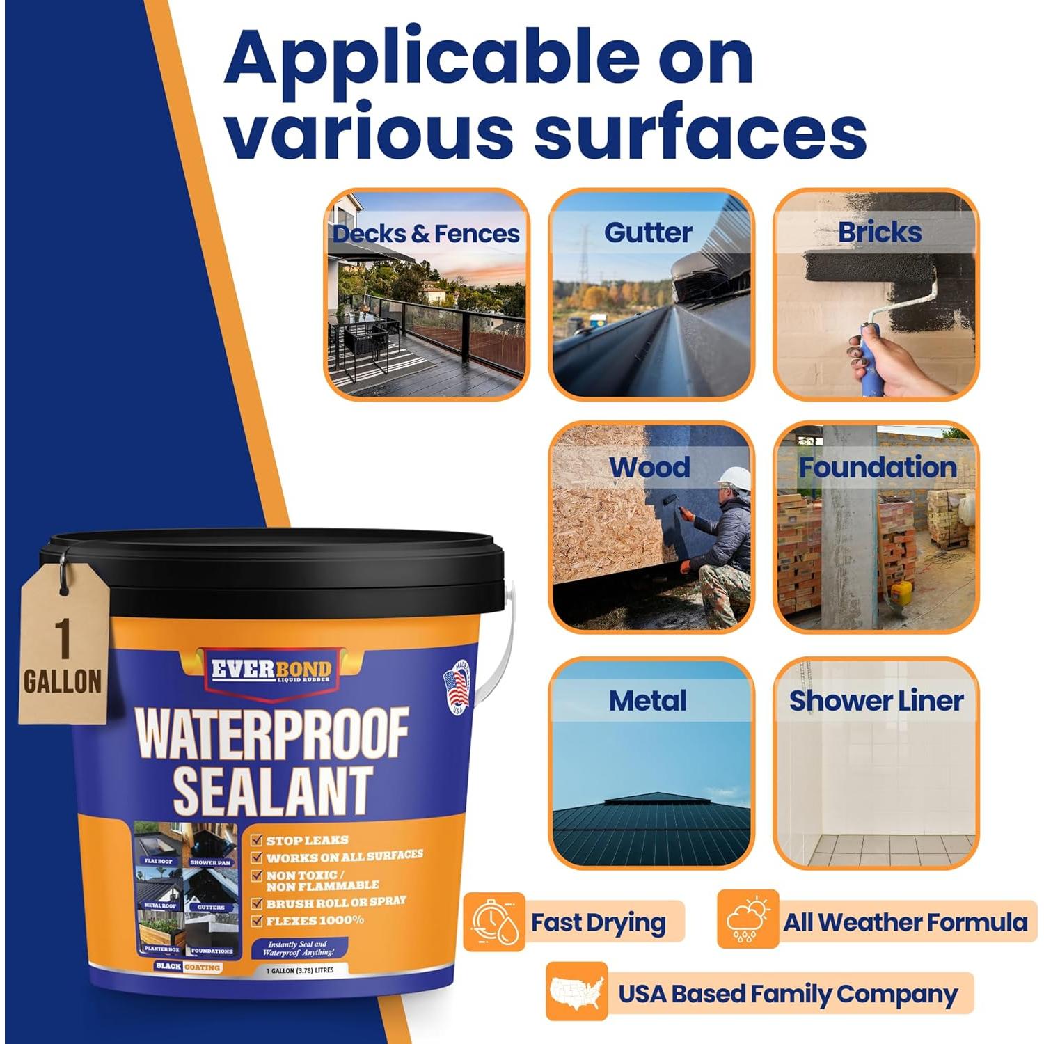 Sellador Impermeable Everbond 3.78L - Caucho Líquido Flexible