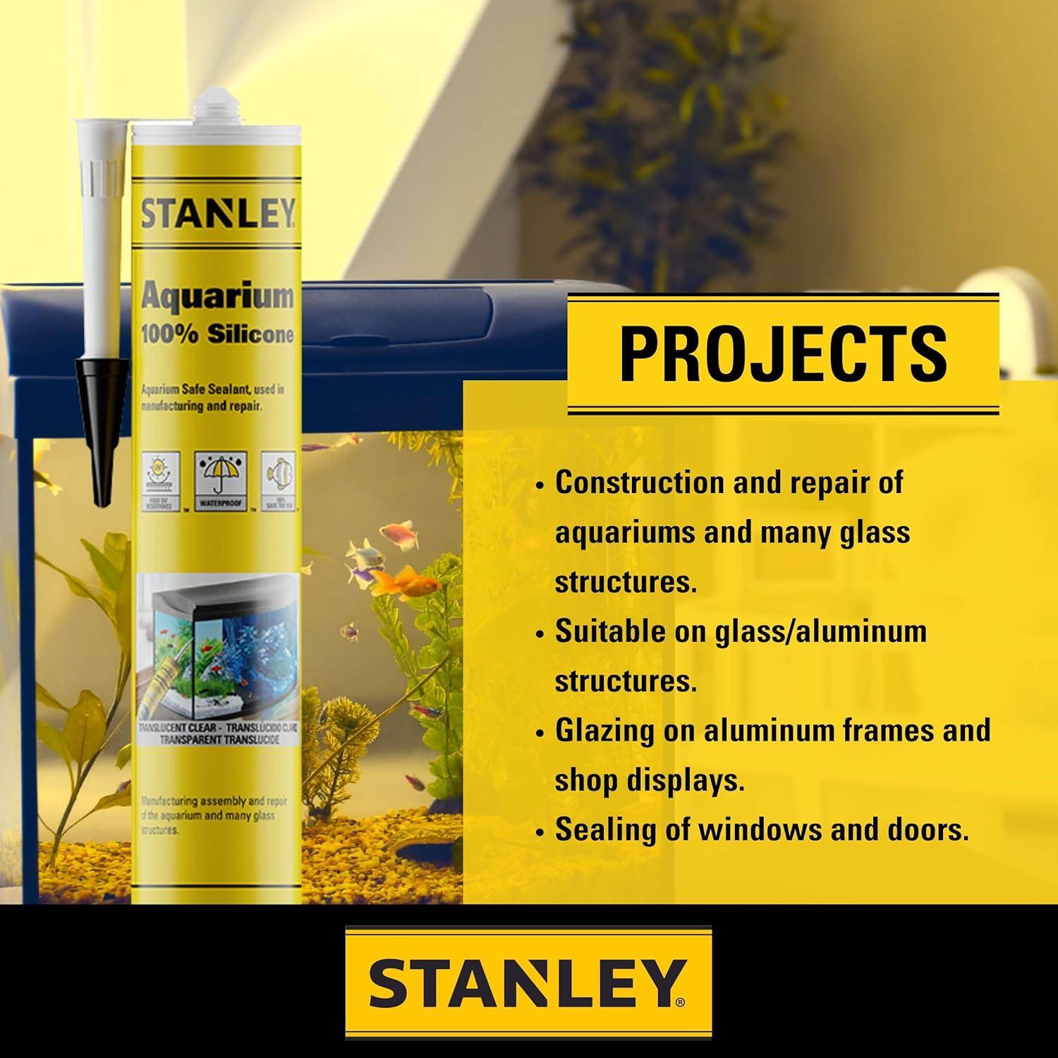 Sellador de Silicona Acuático Transparente Stanley 420 - 12x300 ml