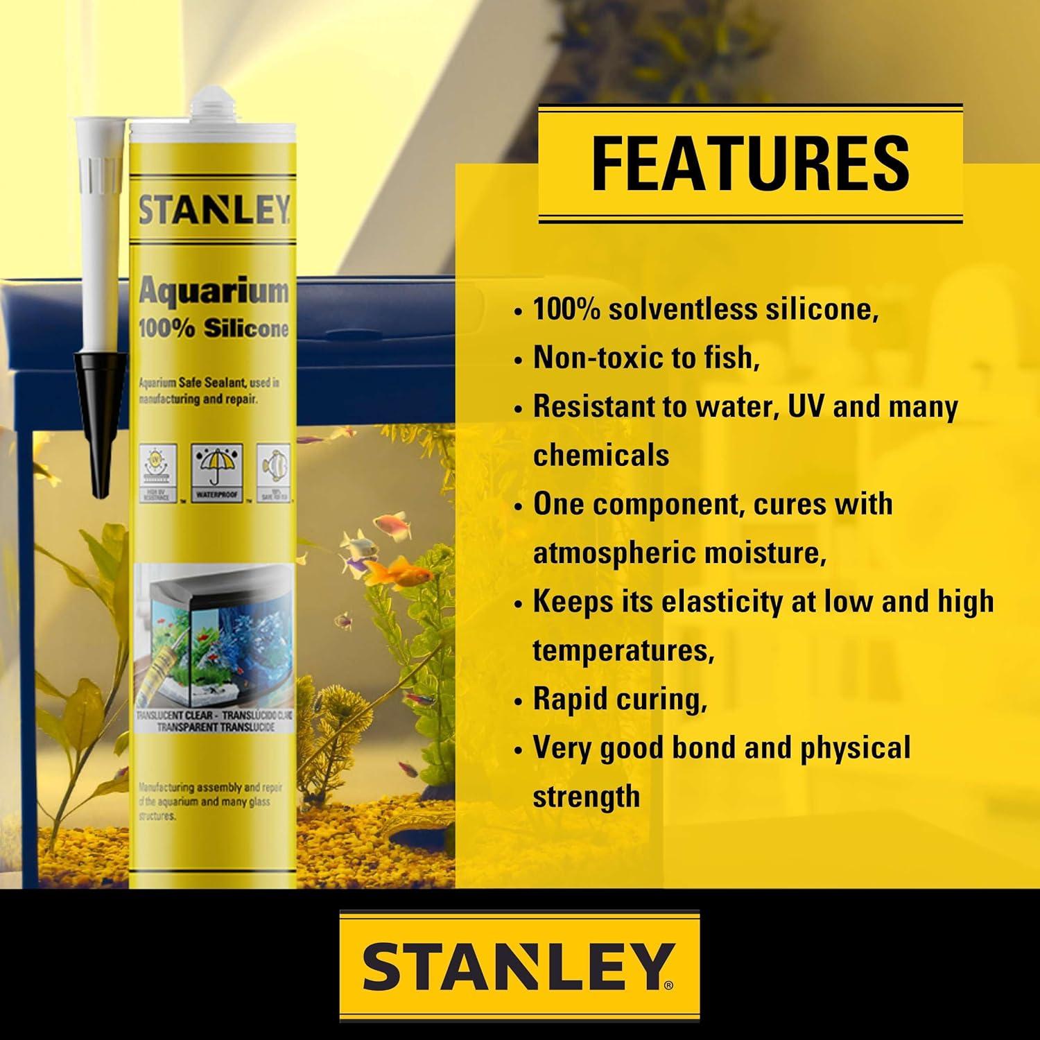 Sellador de Silicona Acuático Transparente Stanley 420 - 12x300 ml