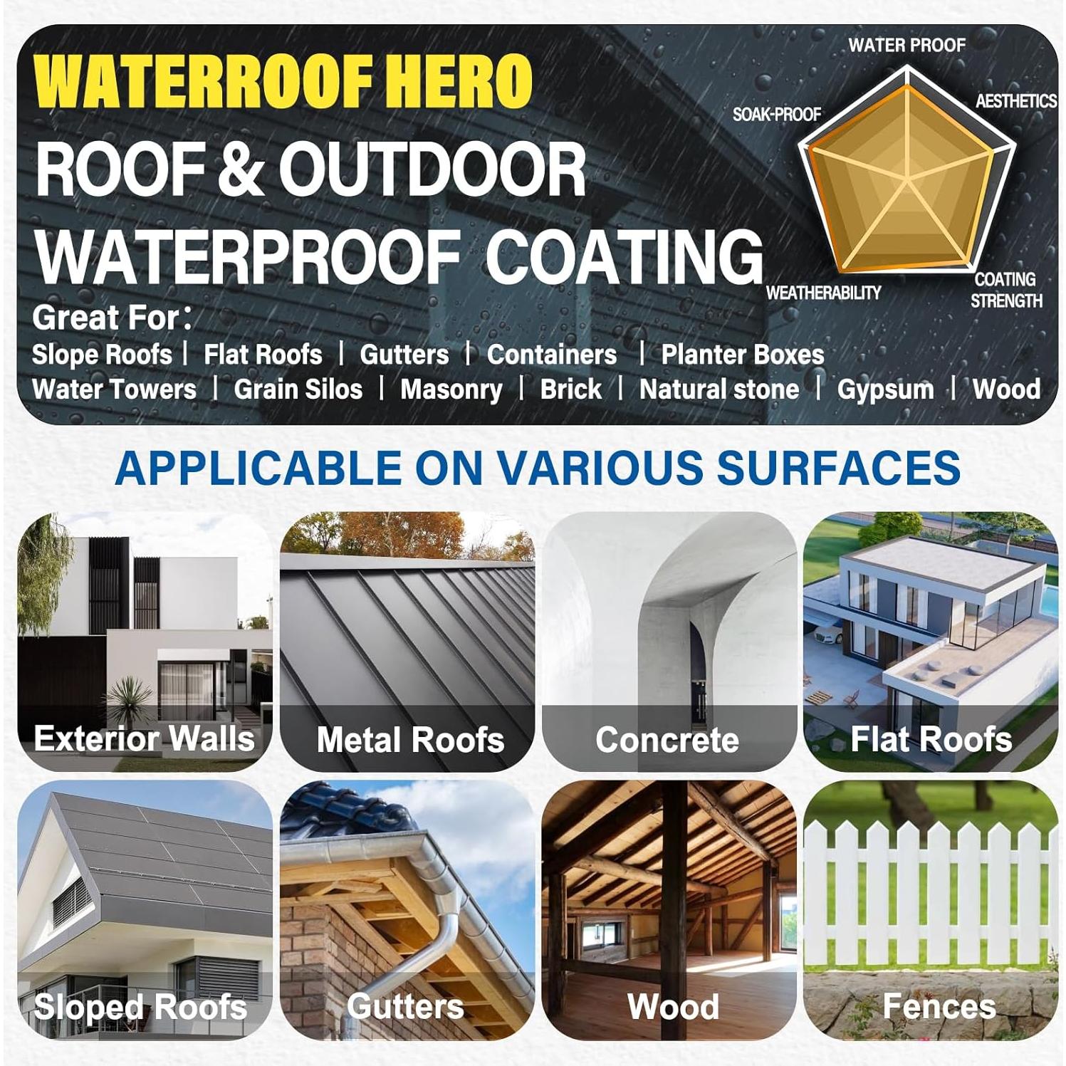 Sellador Impermeable para Techo Waterproof Hero 5KG Gris