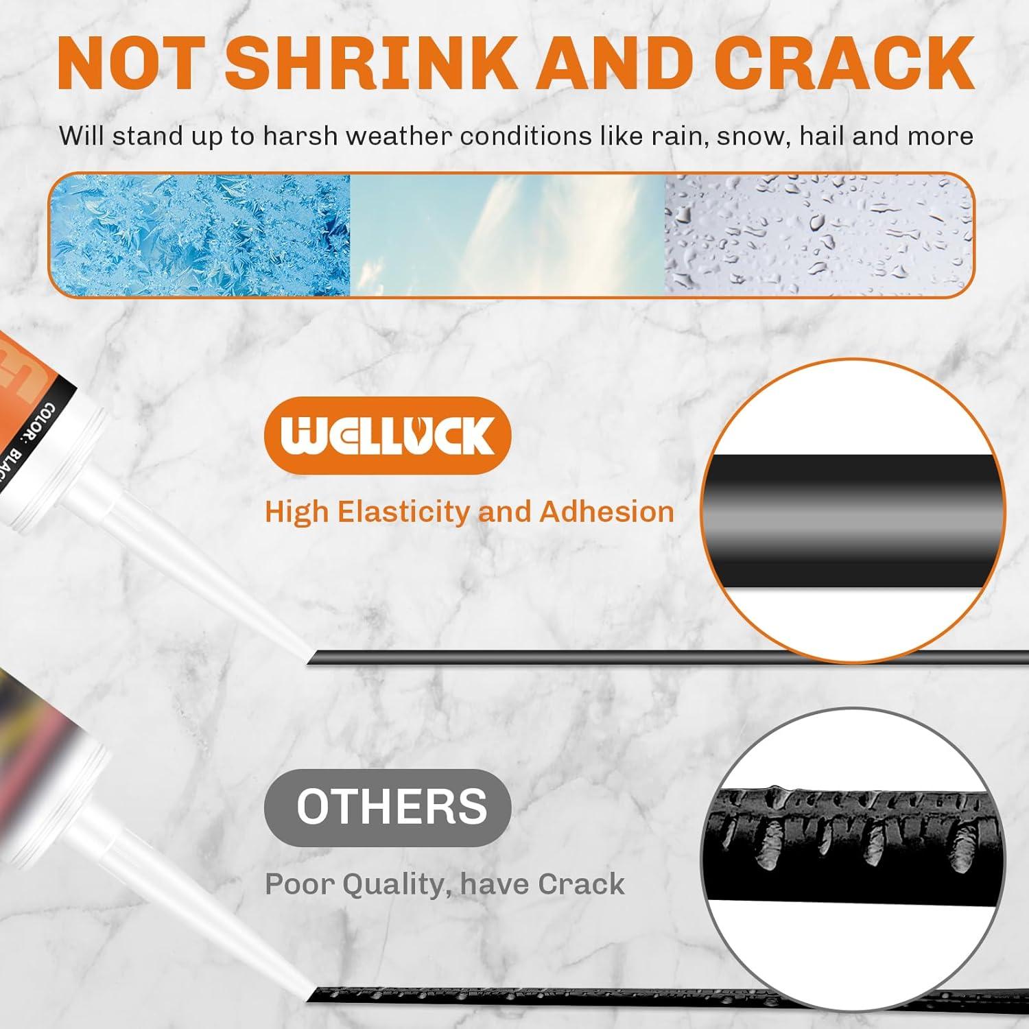 Sellador de Silicona Negra WELLUCK 300ml 100% Impermeable