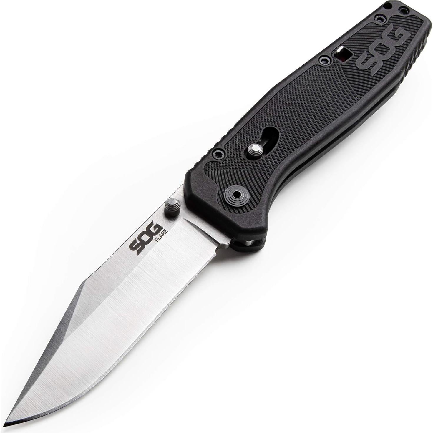 Cuchillo Plegable SOG Flare 8.89 cm Acero Inoxidable Negro