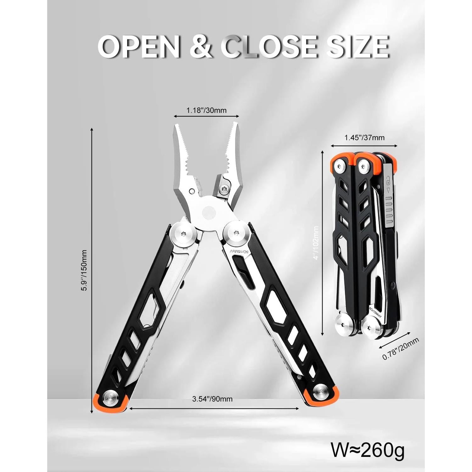 Multiherramienta 15 en 1 Ecrekhom de Acero Inoxidable Negra